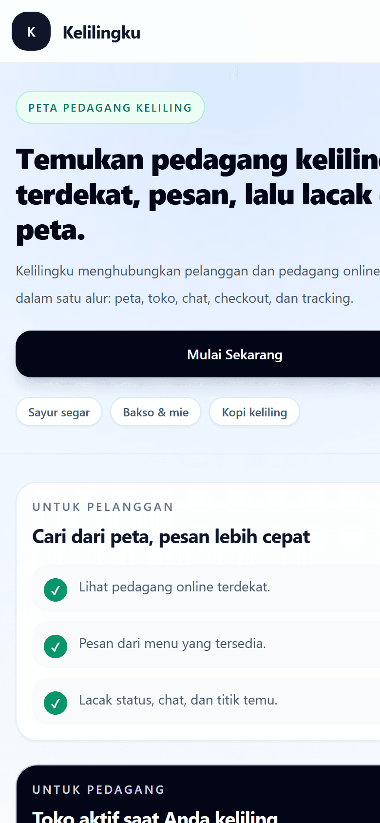 Pedagang Keliling - Mobile homepage